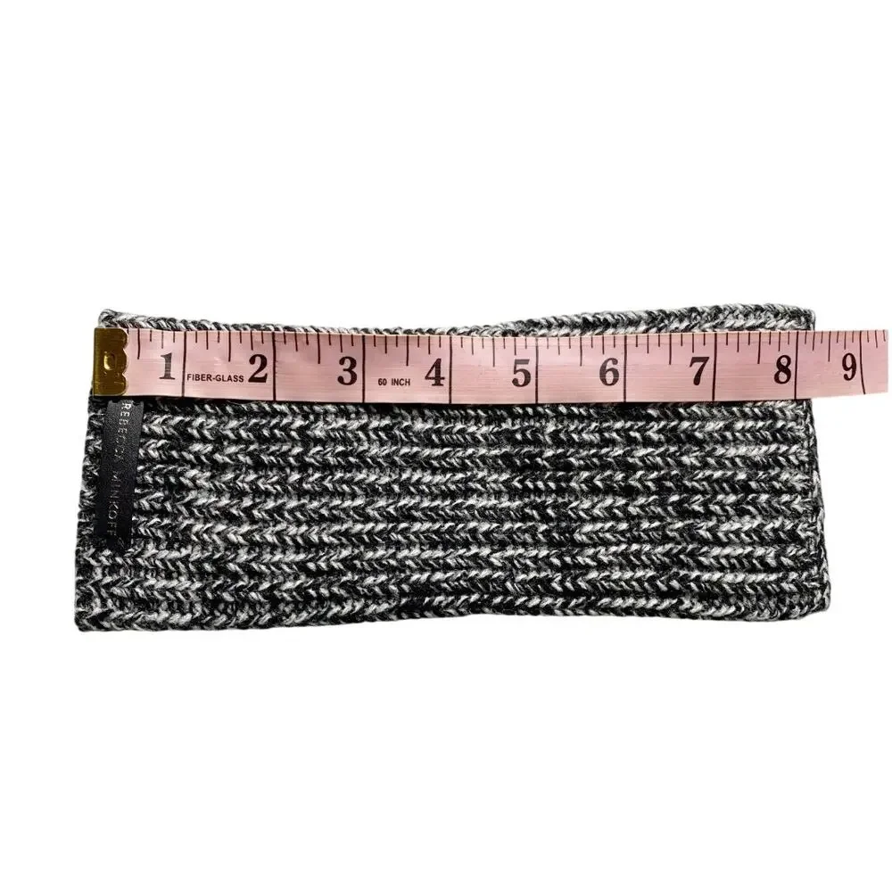 Rebecca Minkoff Black White Knit Fingerless Gloves Arm Warmers